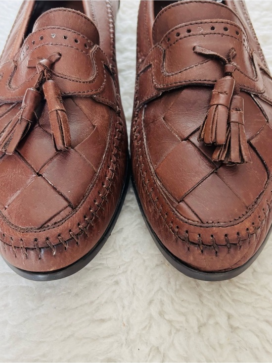 Giovanni Woven Genuine Brown Leather Tassel Loafers for Men size 10 M main image 4